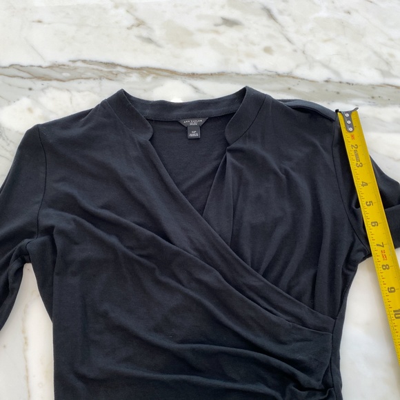 ANN TAYLOR BLACK FAUX WRAP TOP SIZE SMALL PETITE NWOTS! - Picture 13 of 16